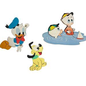Vintage 1984 Disney Wall Hangings Plaque Donald Duck Huey Duey Luey Pluto